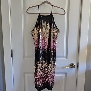 VENUS Black, Pink and Gold Sequin Dress